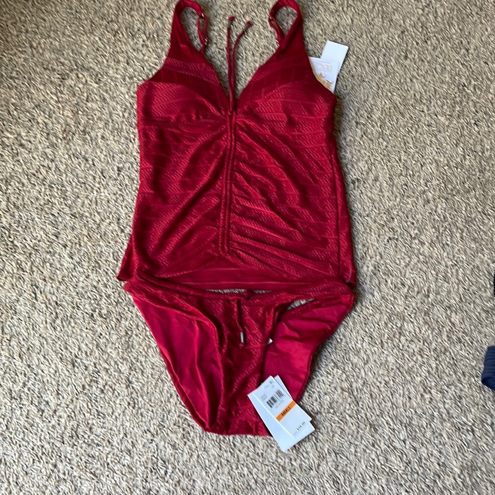 BECCA by Rebecca Multi-way High Leg Virtue Red two piece swimwear size s…